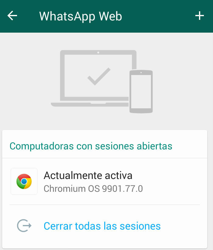 Sesiones activas WhatsApp Web